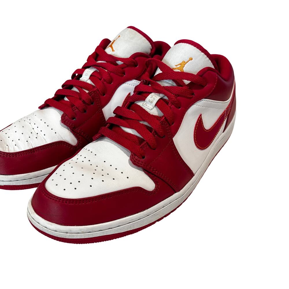 Nike Air Jordan 1 Low Cardinal Red White Mens 13 Leather Sneakers 553558 607 - Picture 2 of 13